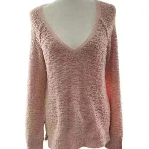 Sanctuary Popcorn Knit Pink V-Neck Sweater Size Medium​